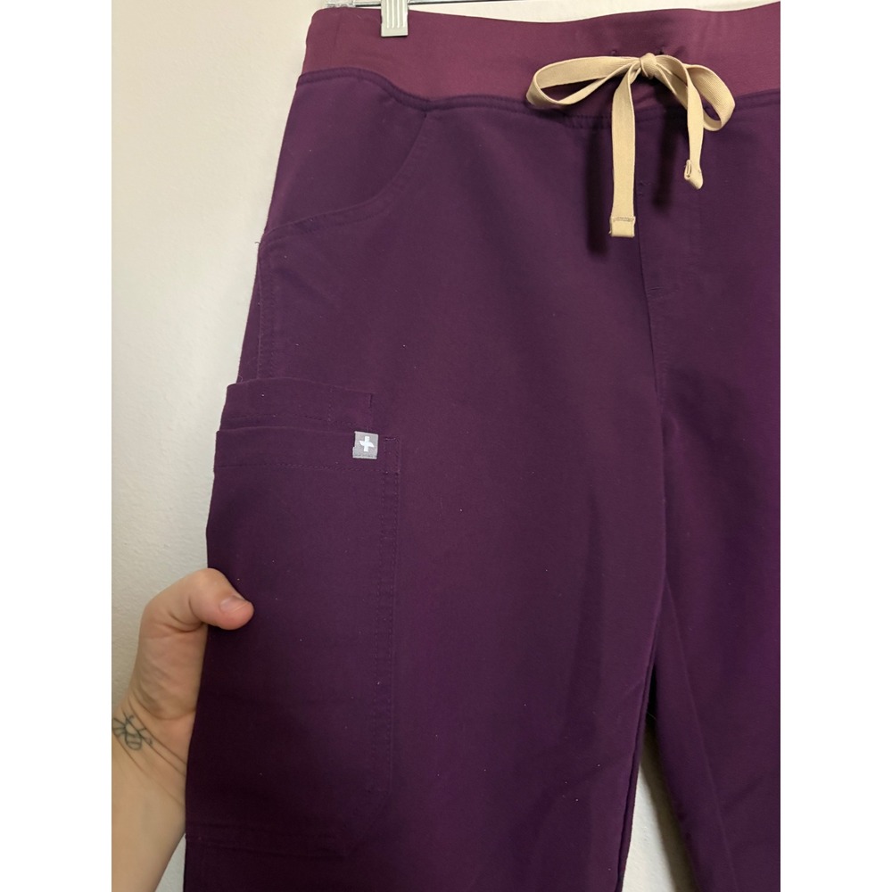 FIGS Kade Cargo Women's Small Deep Purple Scrub Pants Wide Straight Leg - Picture 3 of 7